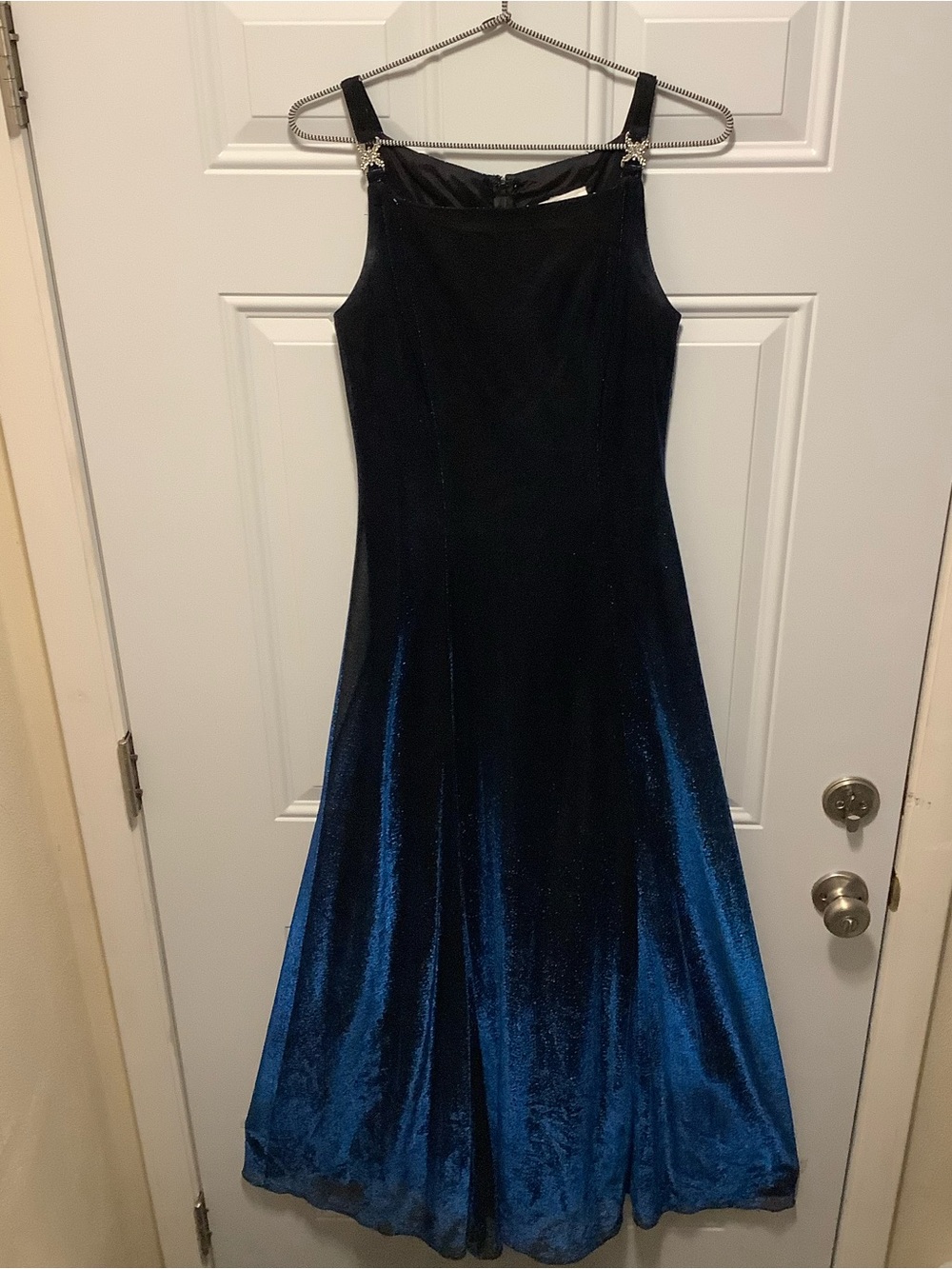 Betsy & Adam| VTG Blue Iridescent Black Lined 4* Formal Wedding Guest Dress Prom - Picture 2 of 10